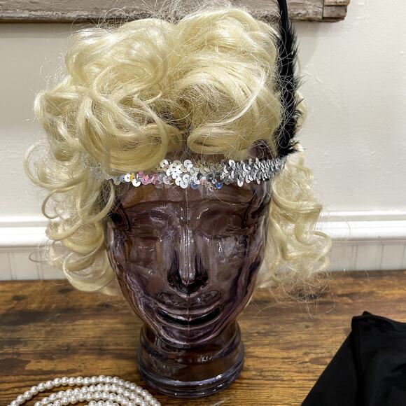 Spirit Size S Flapper Costume & Accessories Wig Necklace Gloves Halloween - Picture 9 of 15